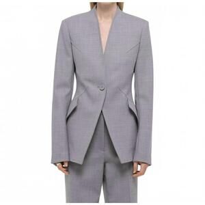 NEW HELMUT LANG shawl apex blazer in light grey melange